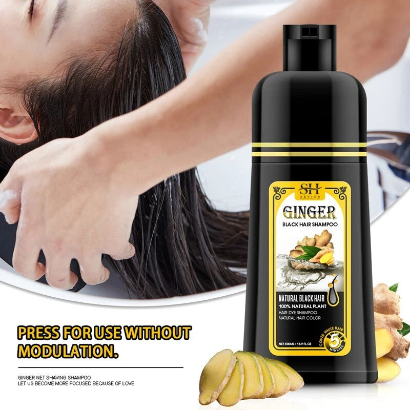 Herbal Hair Dye Shampoo for Gray Hair Darkening & Hair Loss Repair - 500ml