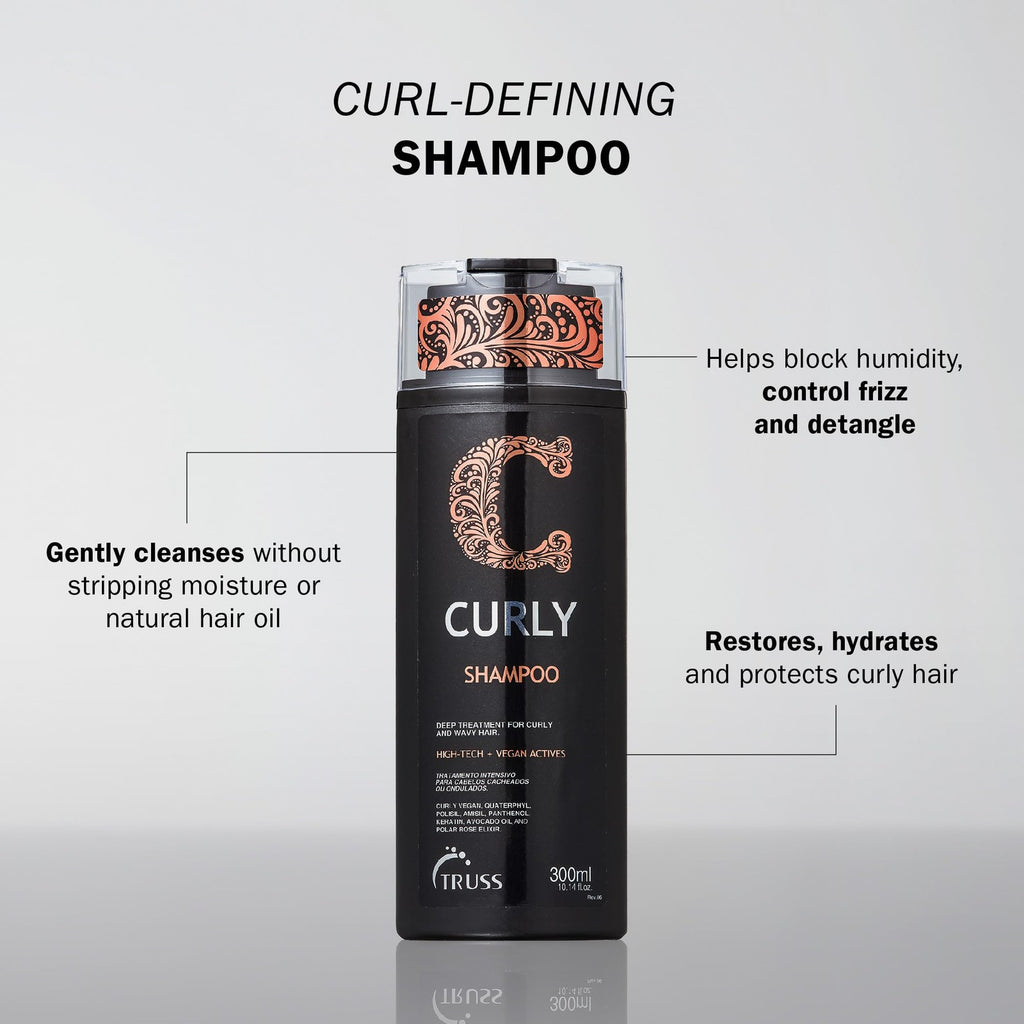 Curly Hair Shampoo with Keratin & Avocado Oil - Gentle Frizz Control, 10.14 fl oz