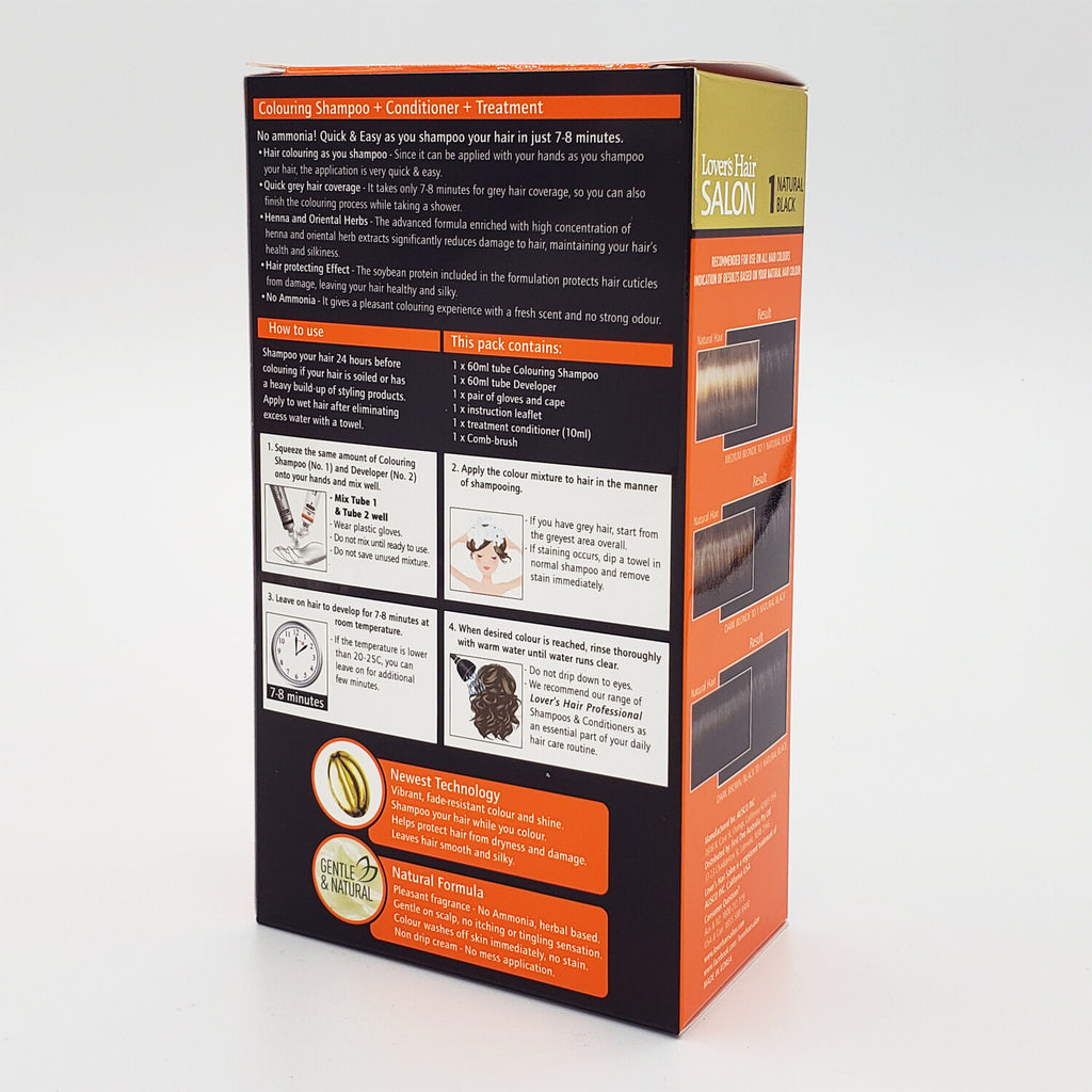 Hair Coloring Shampoo Natural Black, Brown & Mahogany - Organic Henna & Herbal Extracts