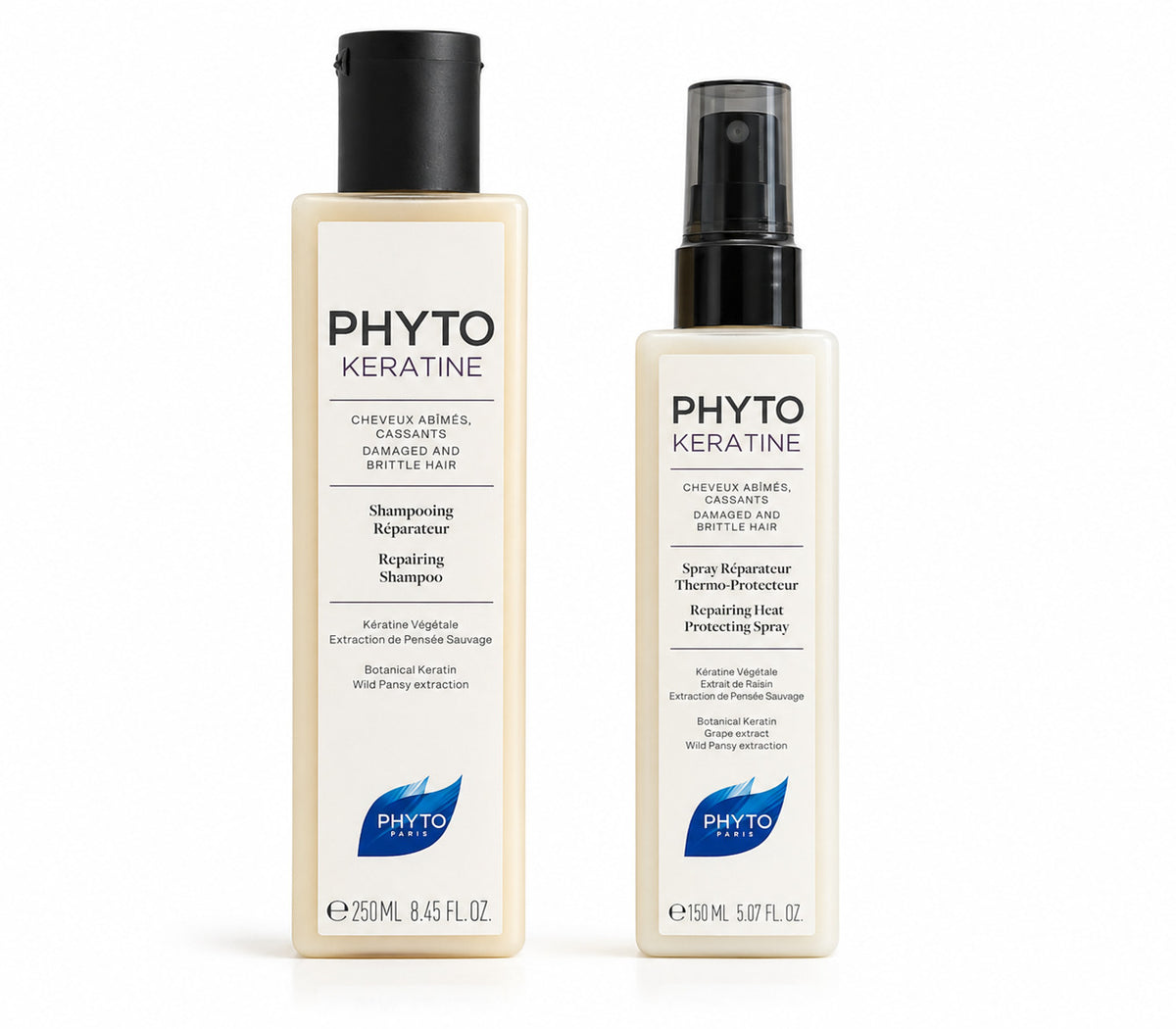 Keratin Repair Shampoo & Heat Protectant Spray Duo for Damaged Hair