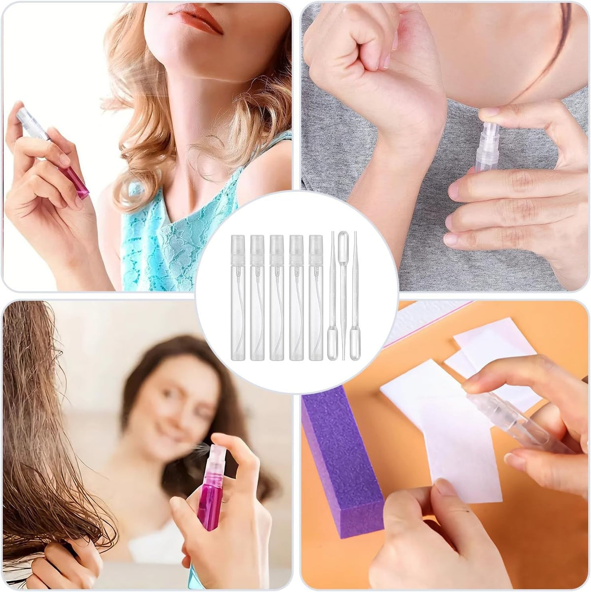 10ml Mini Refillable Perfume Spray Bottles Set - Travel Fine Mist Atomizer