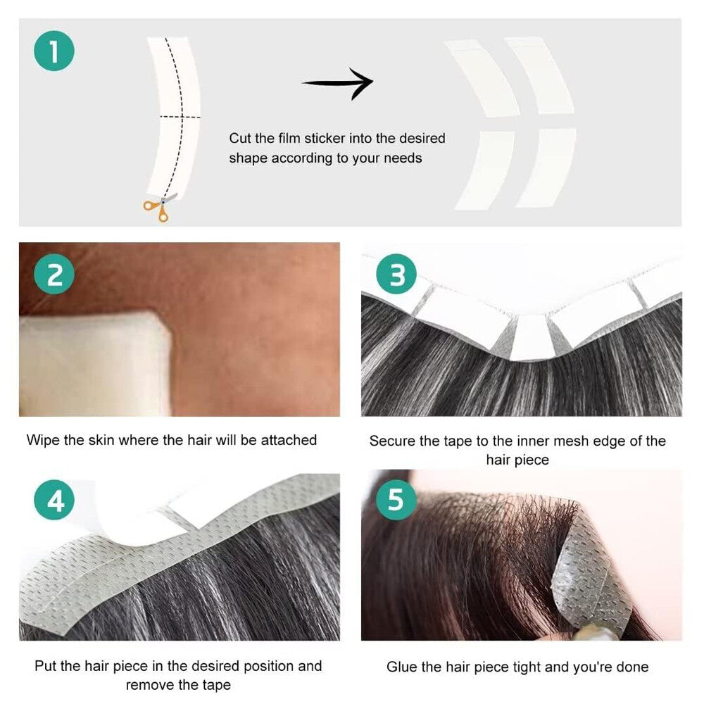 Men's Human Hair Toupee Full Skin Thin Skin PU System - Natural Look & Reusable