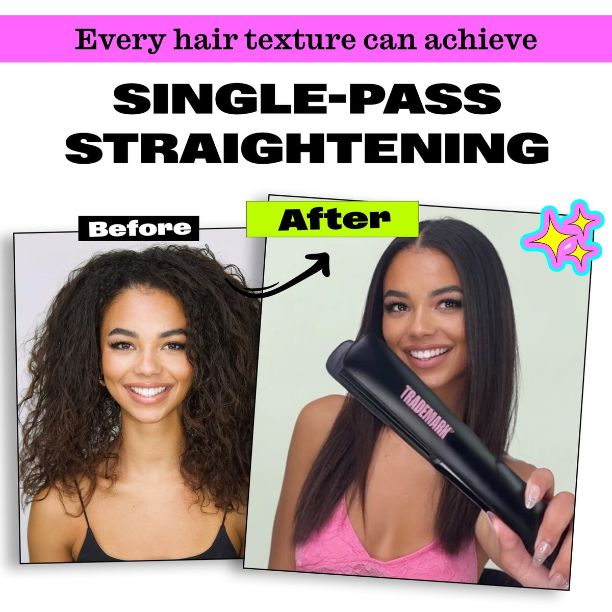 Ceramic Hair Straightener 1 Inch Flat Iron for Smooth Styling - Black
