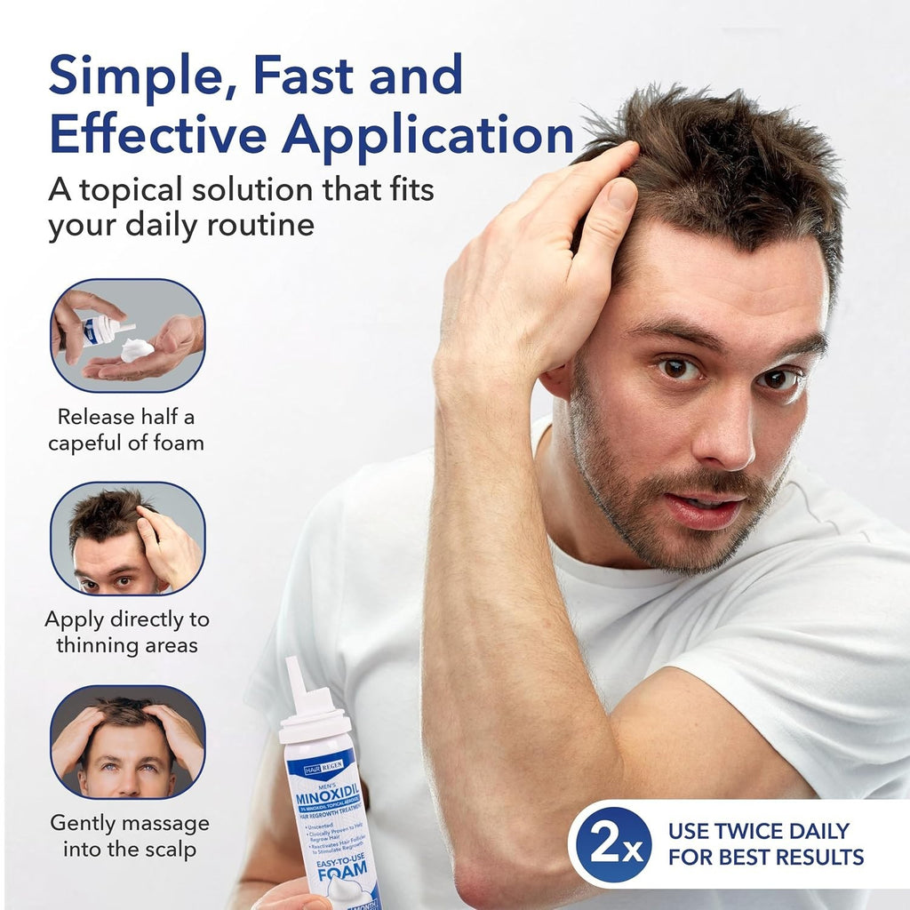 Men's 5% Minoxidil Foam Hair Regrowth Treatment for Thinning Hair