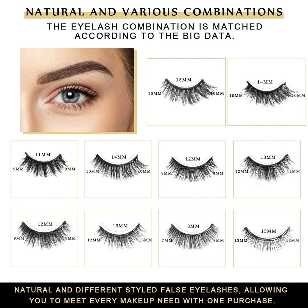 Magnetic Eyelashes 10 Pairs with Magnetic Eyeliner Set - Natural Look