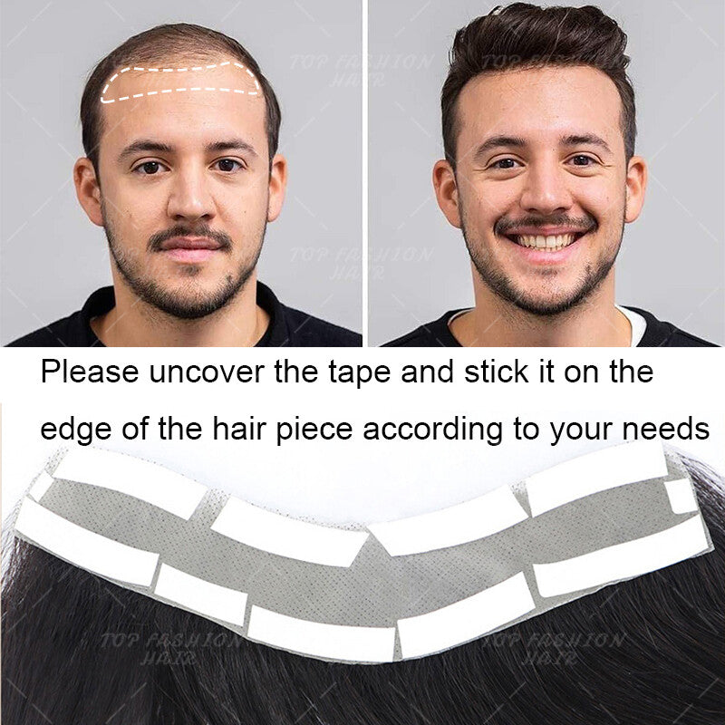 Men's Human Hair Replacement System Toupee with PU Lace Mono Base - Remy Hair Piece