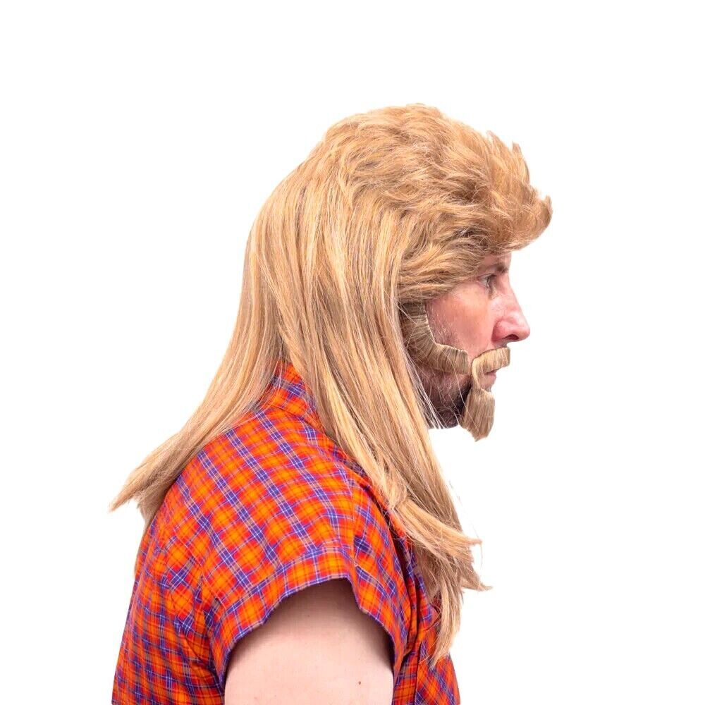Unisex Halloween Cosplay Wig & Beard Set for Joe Dirt Janitor Costume