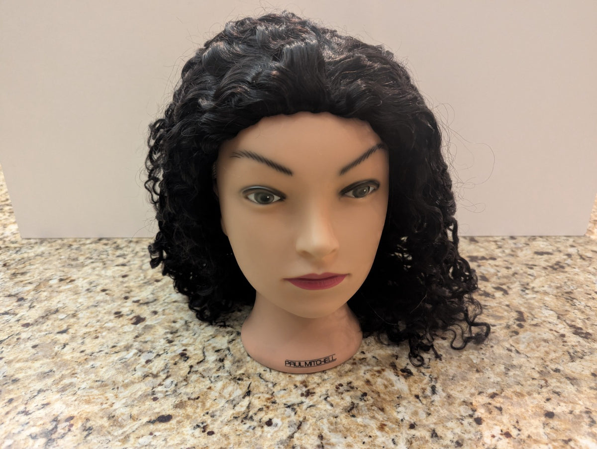 16-Inch Glueless Curly Wig for Women - Black, Natural Look