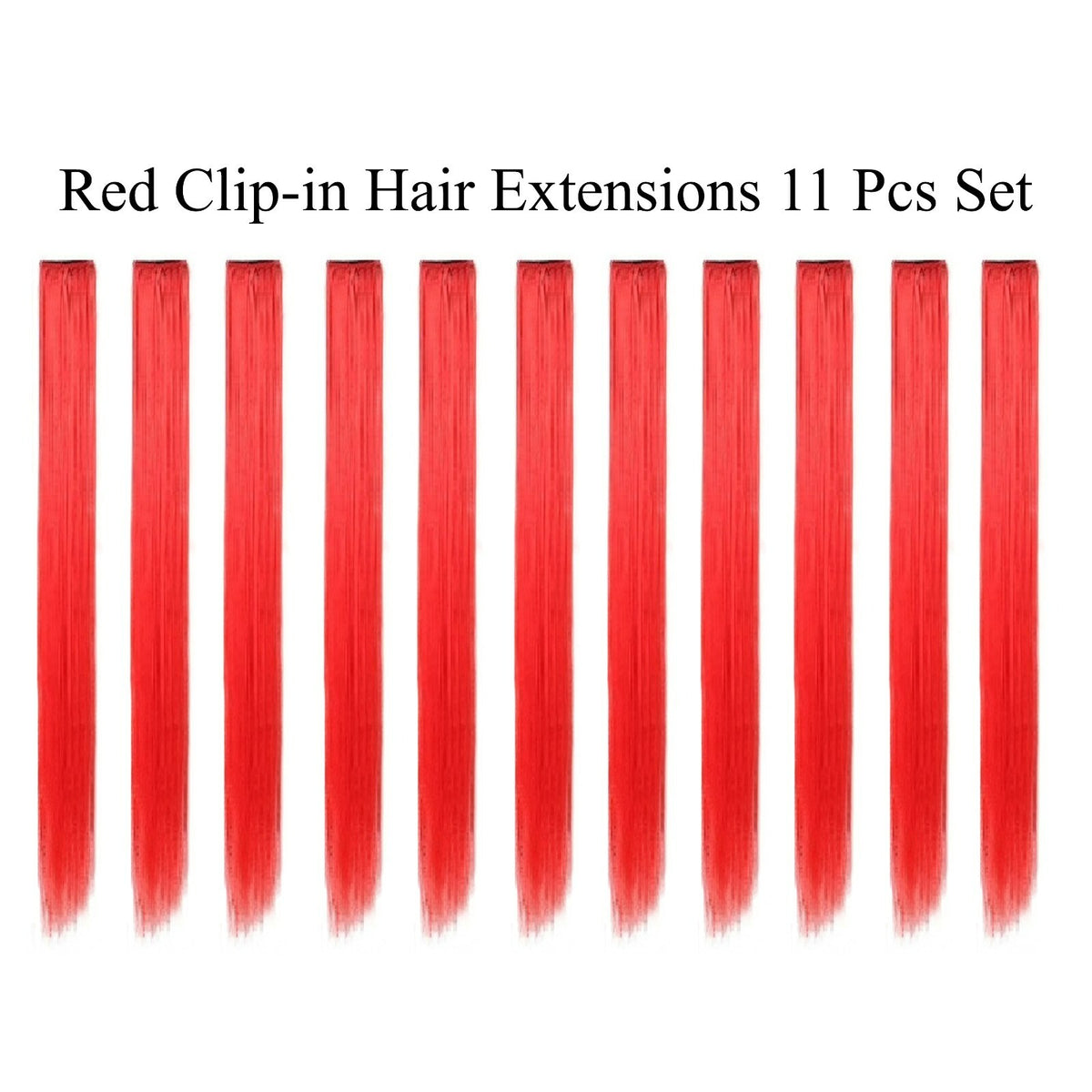 11 Pcs Clip-In Synthetic Hair Extensions - 21 Inch Colorful Straight Hair for Party & Cosplay