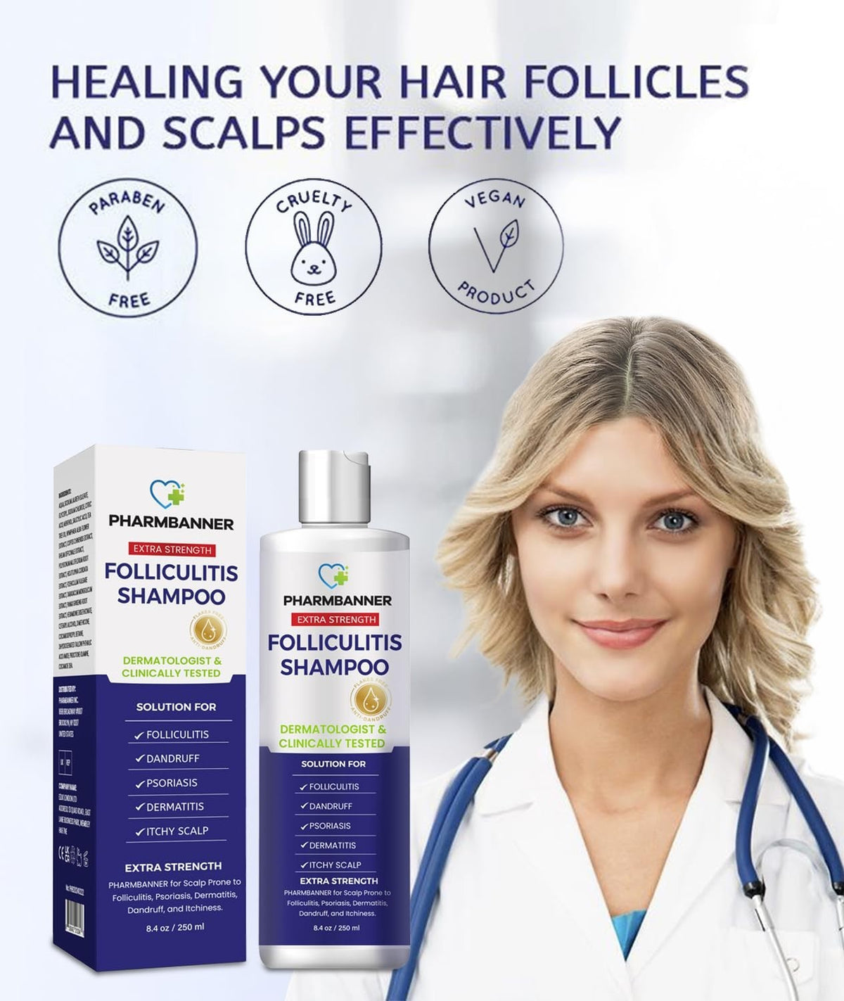 Anti-Fungal Shampoo for Folliculitis & Psoriasis - Soothes Dry Scalp Relief