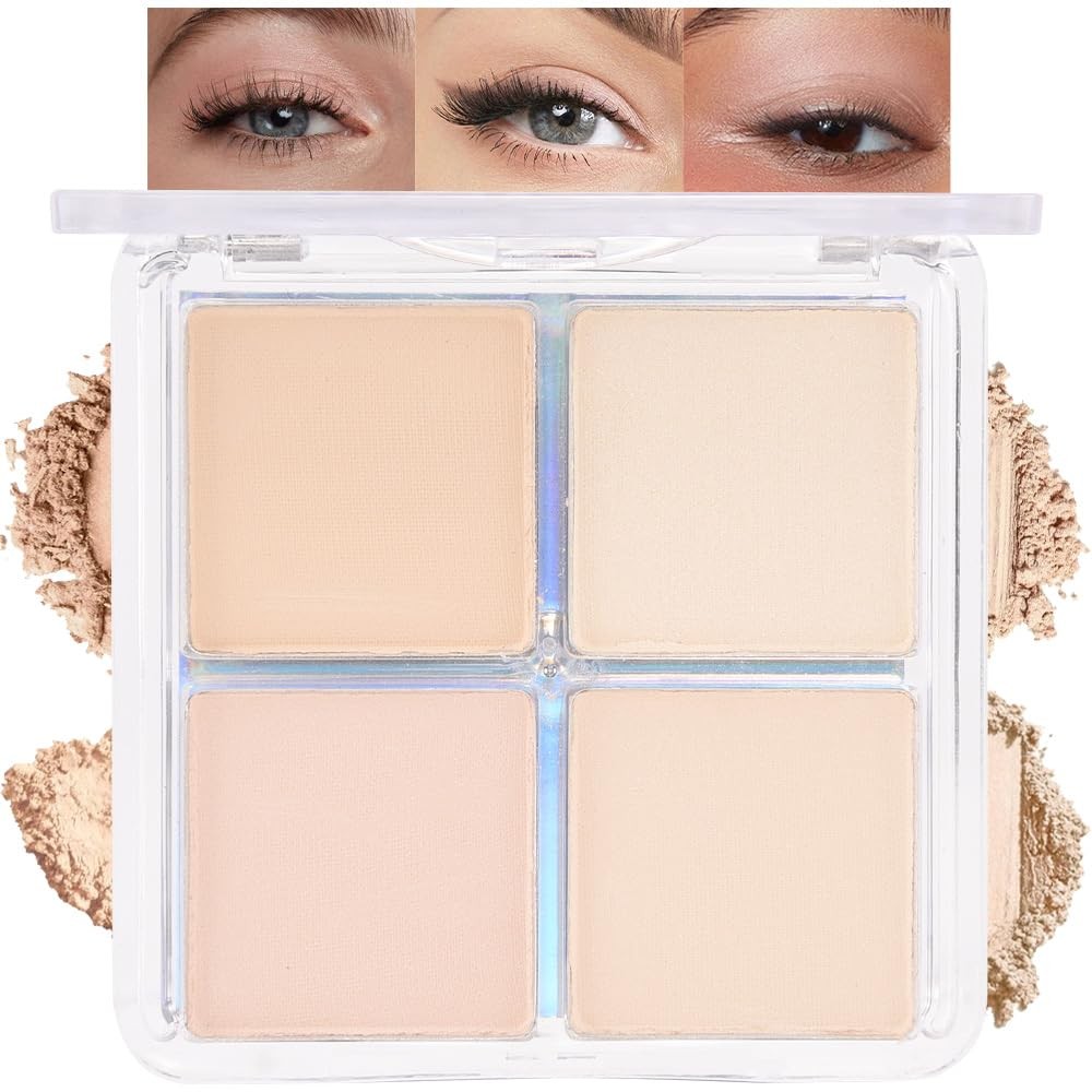 Matte Eyeshadow Quad Palette for Mature Skin - Waterproof Natural Brown