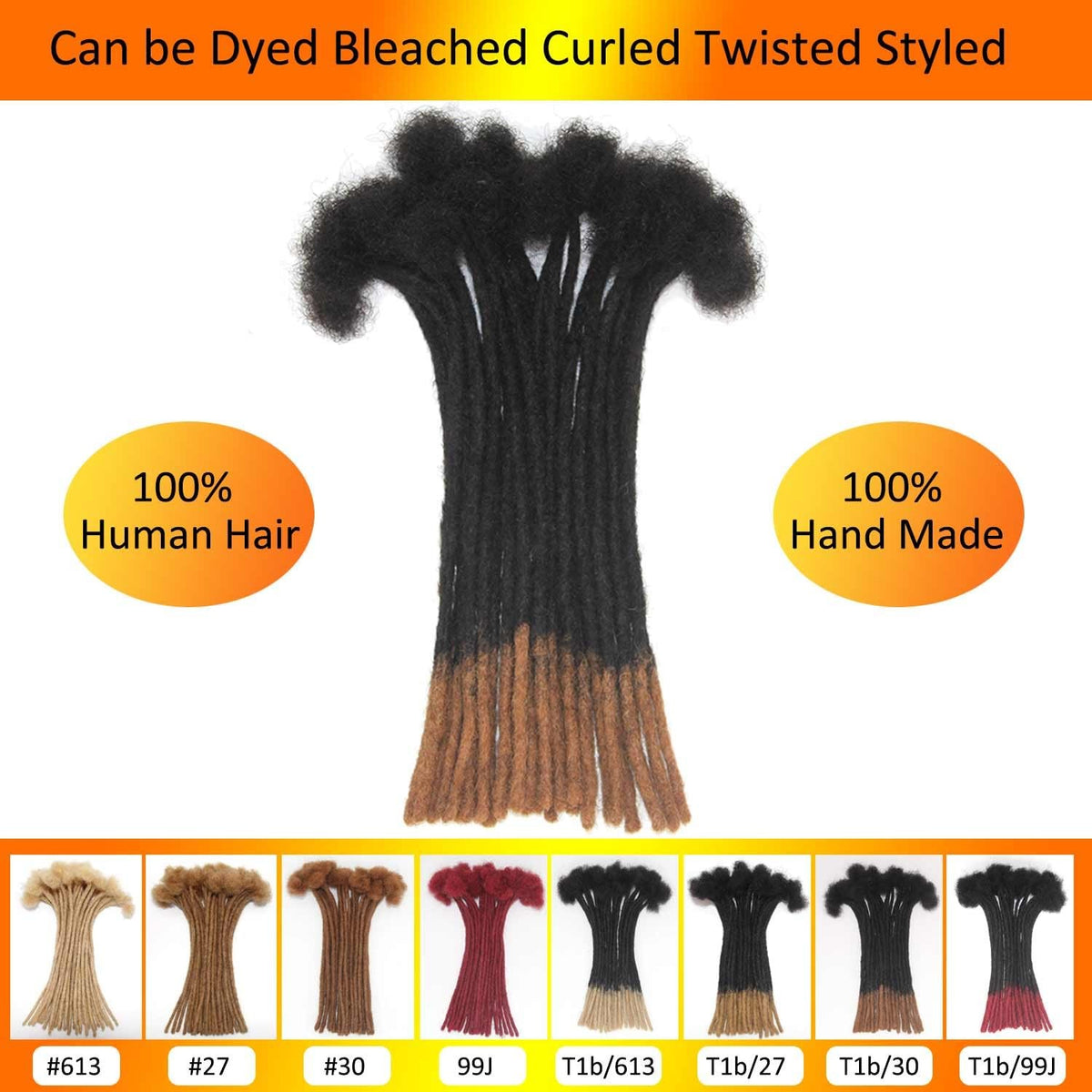 Human Hair Ombre Loc Extensions 12 Inch 30 Strands Brown Ends