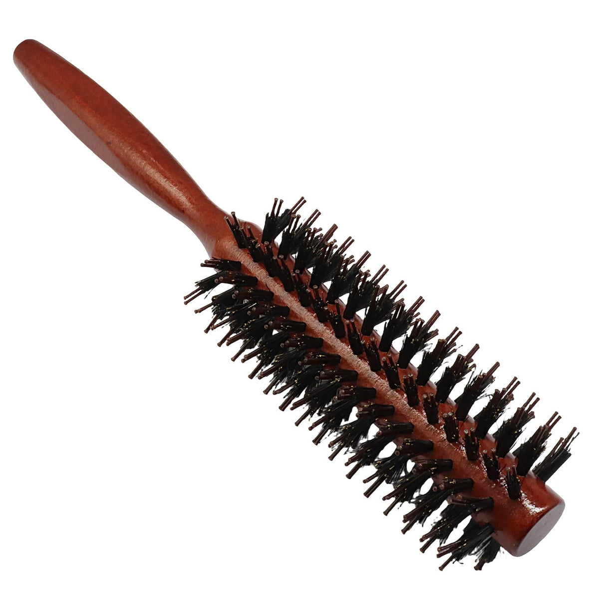 10 Row Wooden Round Hair Brush - Detangling, Styling & Volume