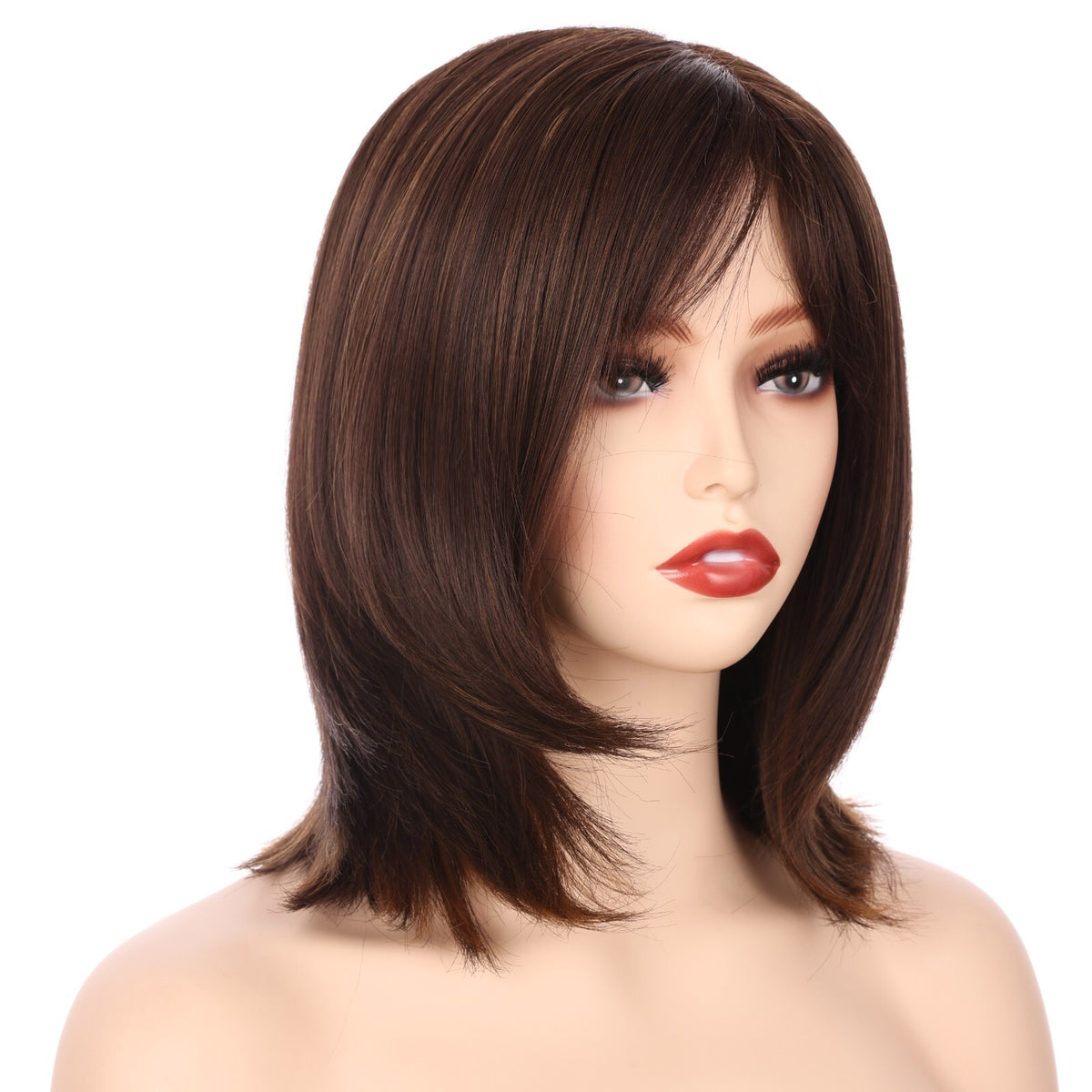 14-Inch Synthetic Short Bob Wig with Bangs for Cosplay & Events