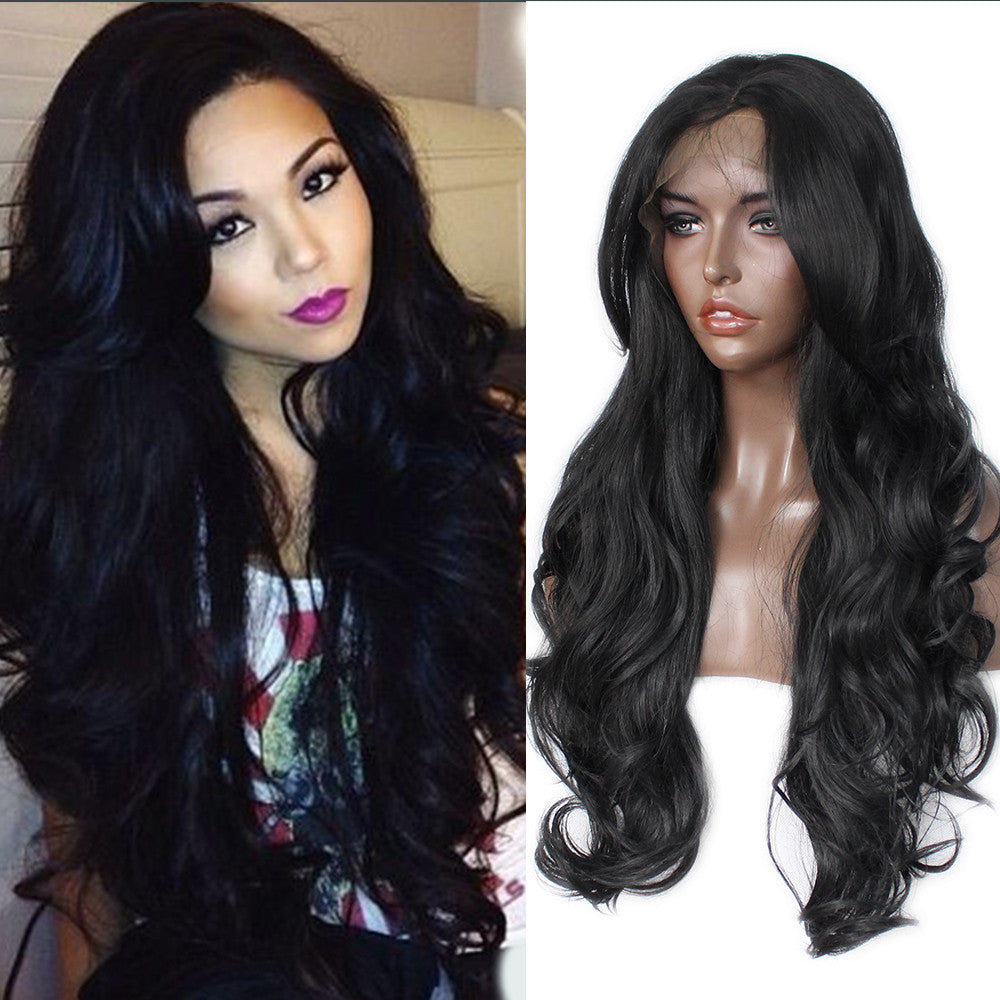 Women's Heat Resistant Synthetic Lace Front Wigs - Long Wavy Hair, 180% Density