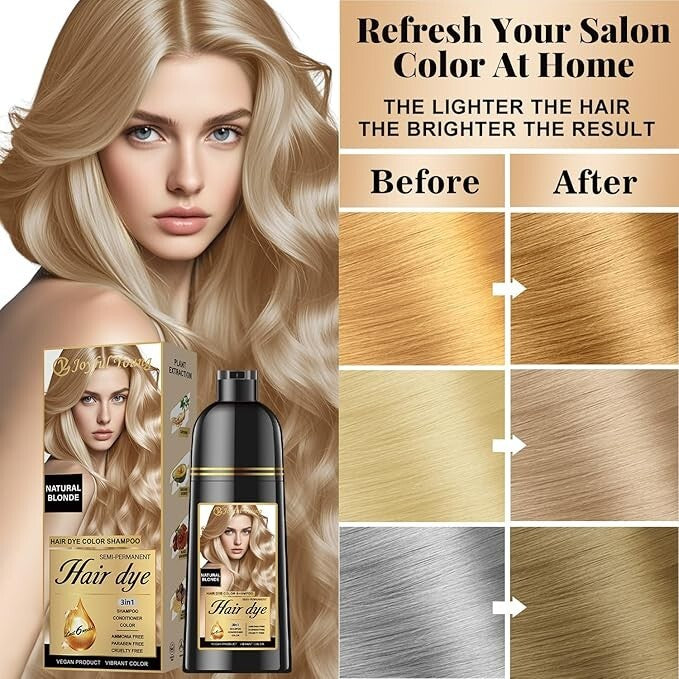 Herbal 3-in-1 Hair Dye Shampoo Ammonia-Free Natural Hair Color | Long-Lasting & Gentle