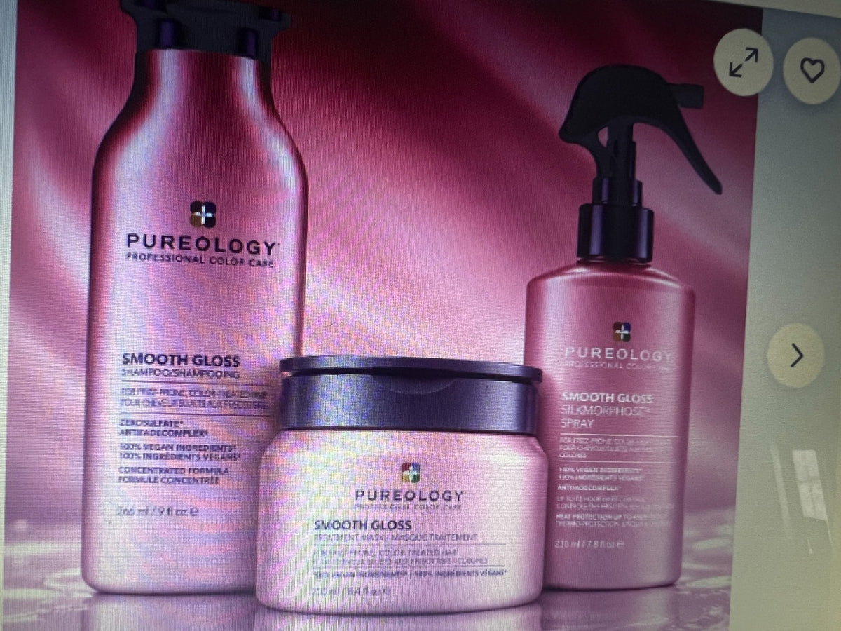 Pureology Smooth Gloss To Go Hair Care Set - Shampoo Mask & Spray for Frizz & Shine
