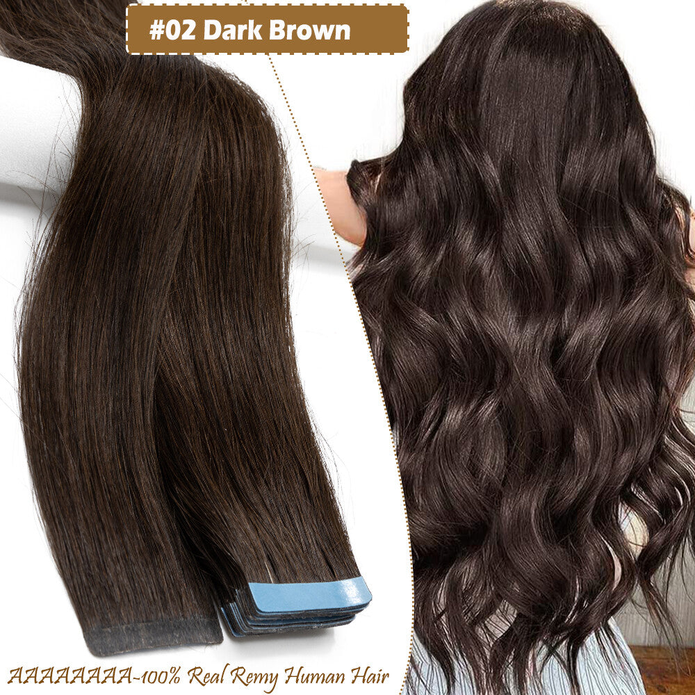 60PCS Tape-In Human Hair Extensions Skin Weft Straight 150g - Thick & Natural