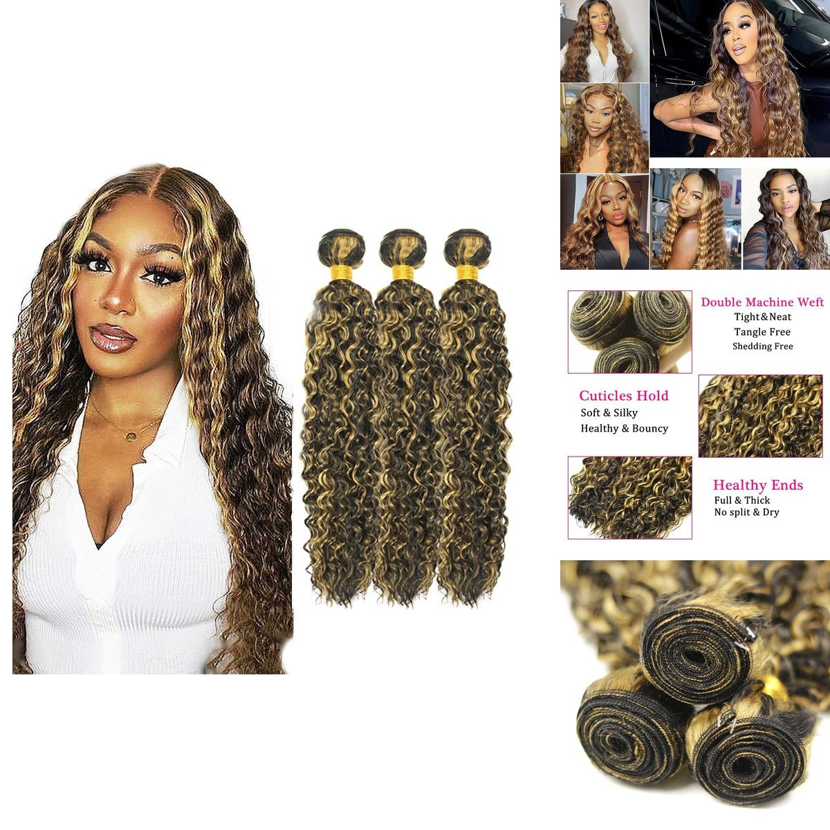 Human Hair Bundles 18 20 22 Inch Deep Wave Brazilian Virgin Hair Set