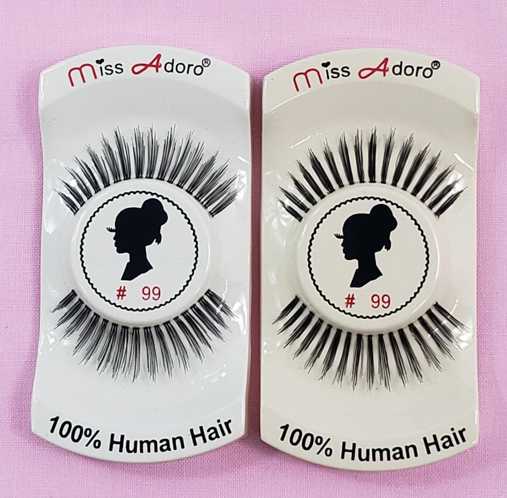 12 Pack Human Hair False Eyelashes Style #99 Natural Touch Lightweight & Handmade