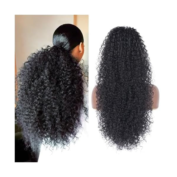 Deep Curly Ponytail Extension with Drawstring - 27 Inch Synthetic & Human Hair