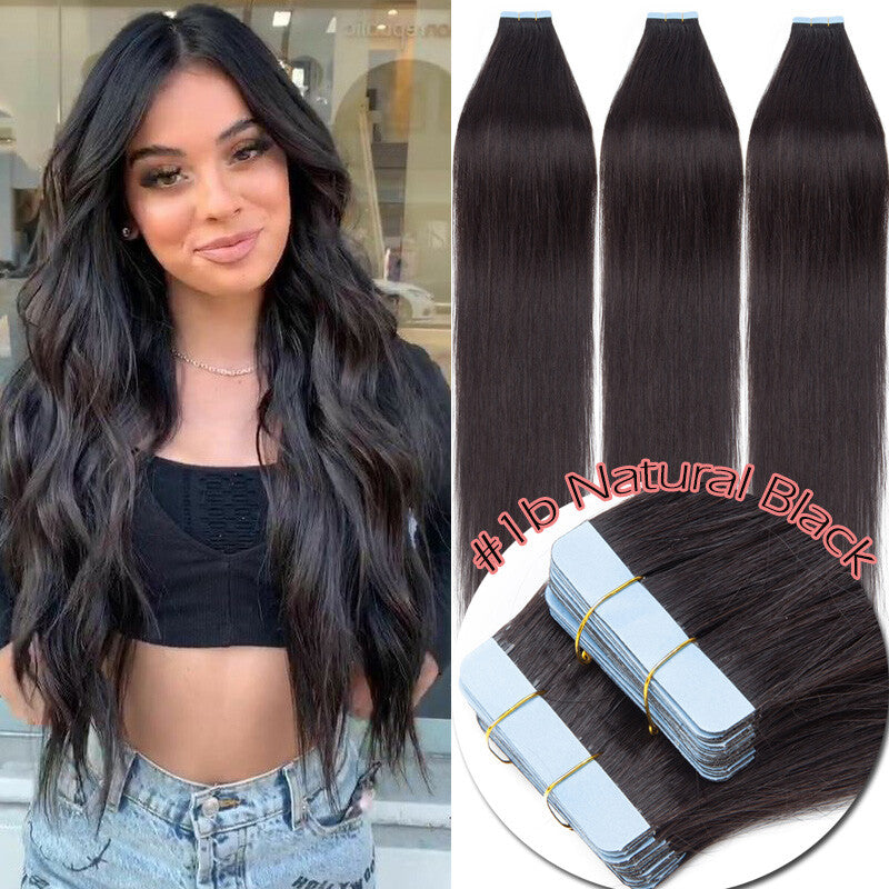150g Thick Tape-In Human Hair Extensions Full Head Skin Weft Long Highlights