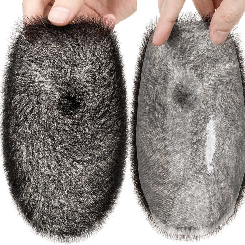 Mens Thin Skin PU Toupee for Hair Loss Replacement - Short Buzz Cut System 5x7