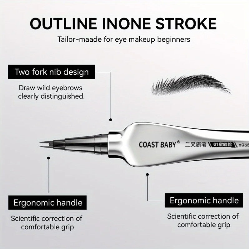 Waterproof Long-Lasting Eyebrow Pen with 2-Fork Tip for Natural Brows