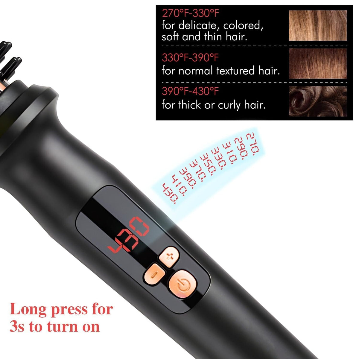 1-Inch Ceramic Tourmaline Ionic Curling Brush for Travel - Unbranded