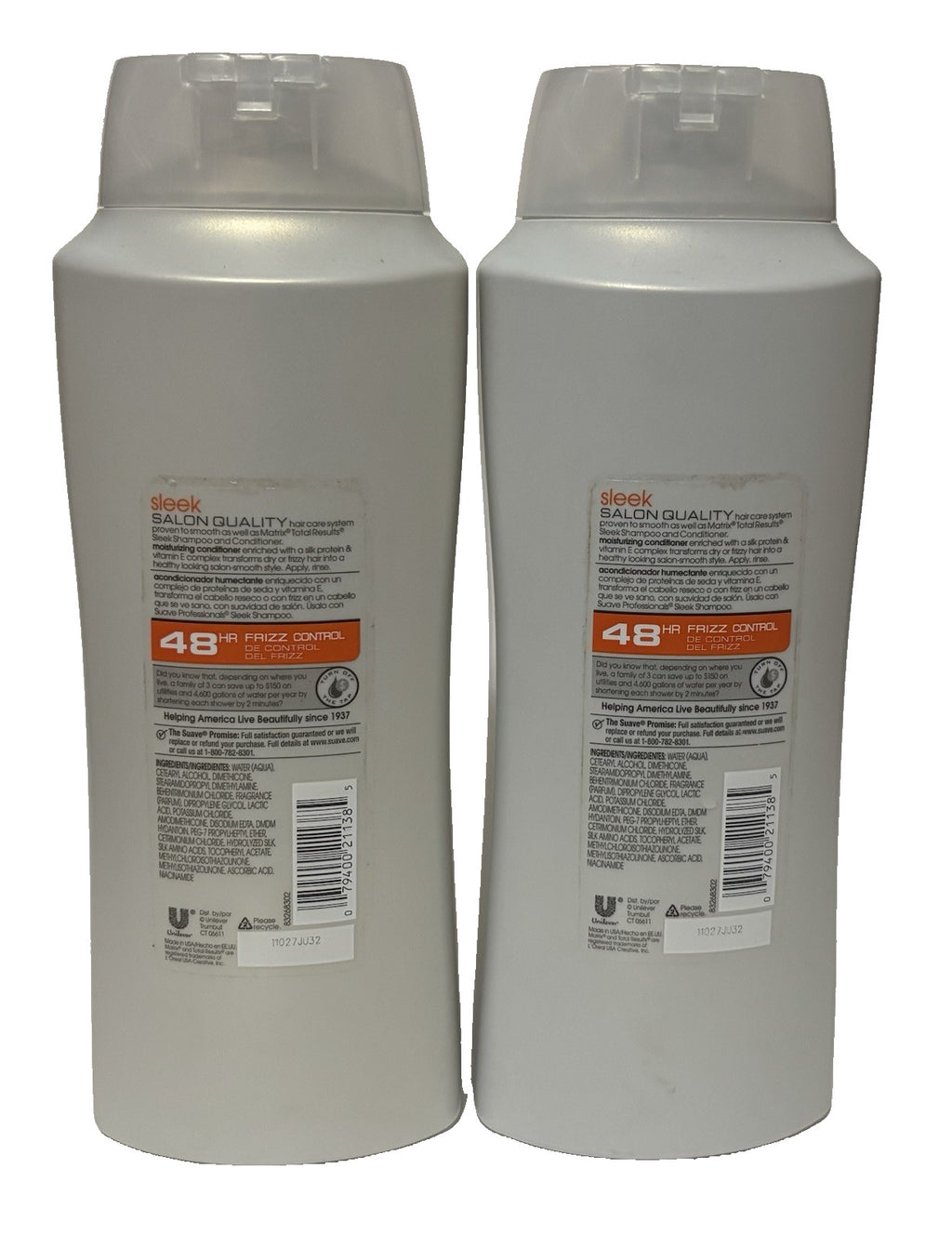 2 Pack Suave Professionals Sleek Smooth Frizz Control Conditioner 28 oz