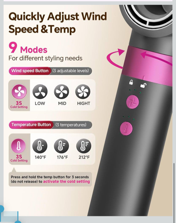 High-Speed Multi-Style Hair Dryer with 5 Attachments - WindBlow Air Style 2.0