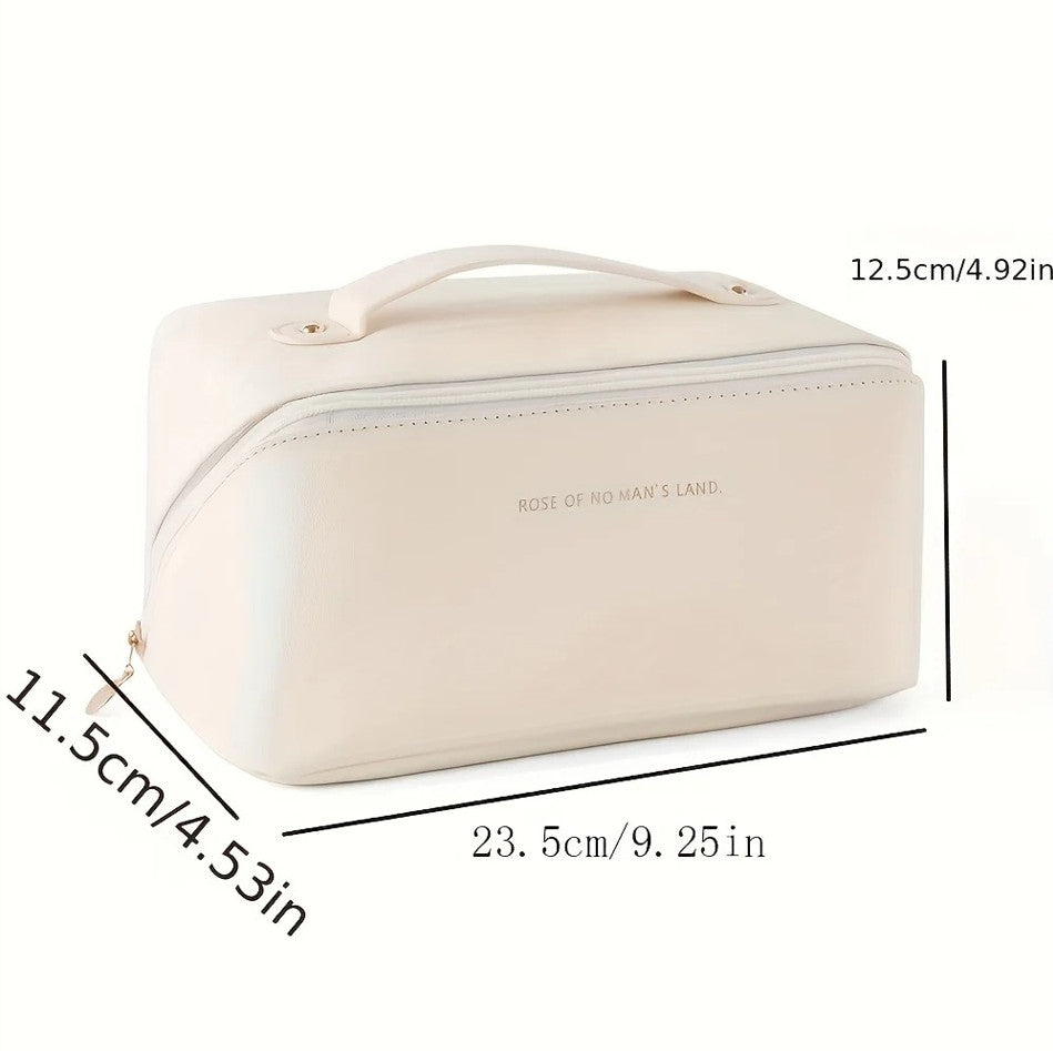 Large PU Leather Makeup Bag Travel Organizer with Zipper - Multiple Colors