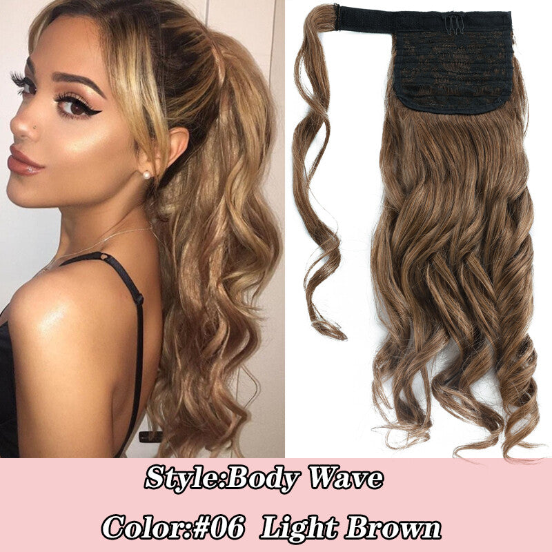 100% Human Hair Ponytail Extensions Clip-In Wrap Around Hairpiece