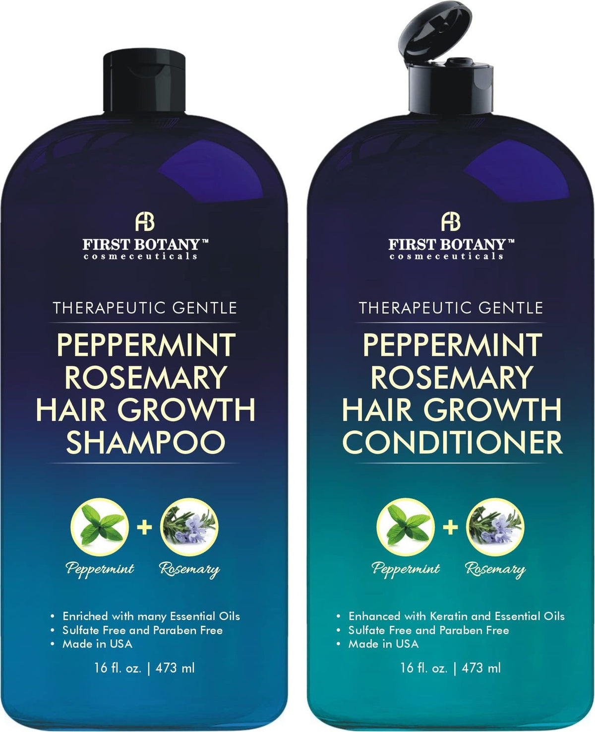 Peppermint Rosemary Hair Regrowth Shampoo & Conditioner Natural Treatment