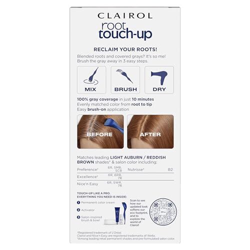 Clairol 6R Light Auburn Permanent Root Touch-Up Kit - Gray Coverage 2 Count
