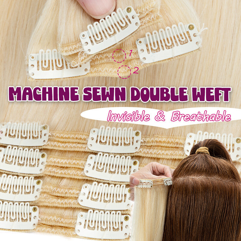 Thick Double Weft Clip-In Hair Extensions 100% Human Remy Full Head 170g
