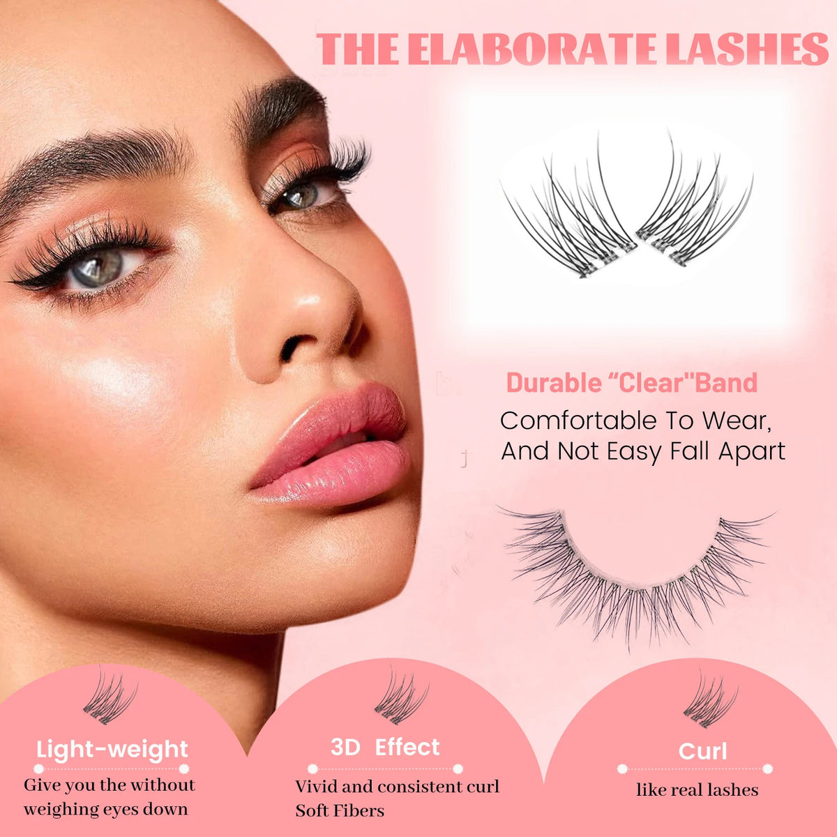120Pcs Press-On Cluster Eyelashes with Pre-Glued Segments - DIY False Lash Set