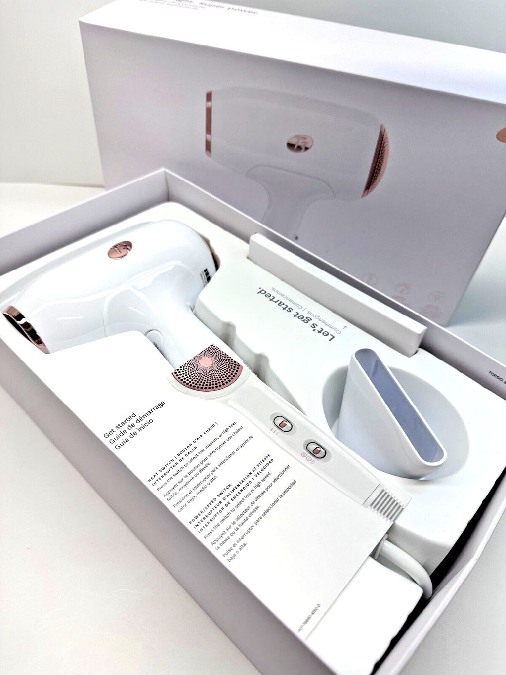 T3 Fit Ionic Compact Hair Dryer with IonAir Technology - White Rose Gold