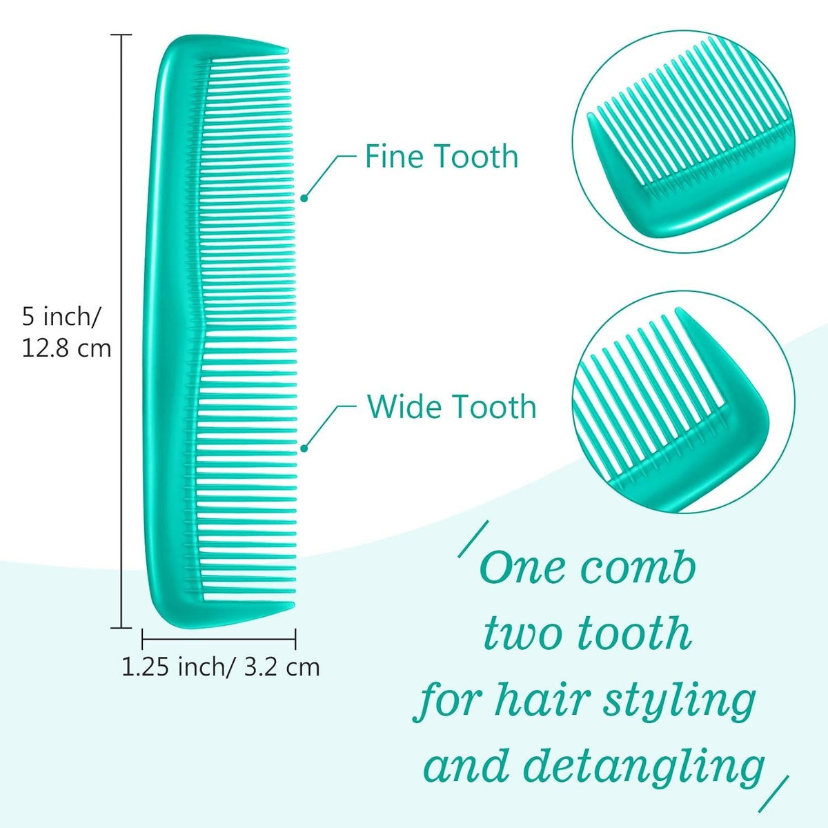 12-Piece Cyan-Blue Fine Tooth Hair Combs Set - Portable Styling Tools