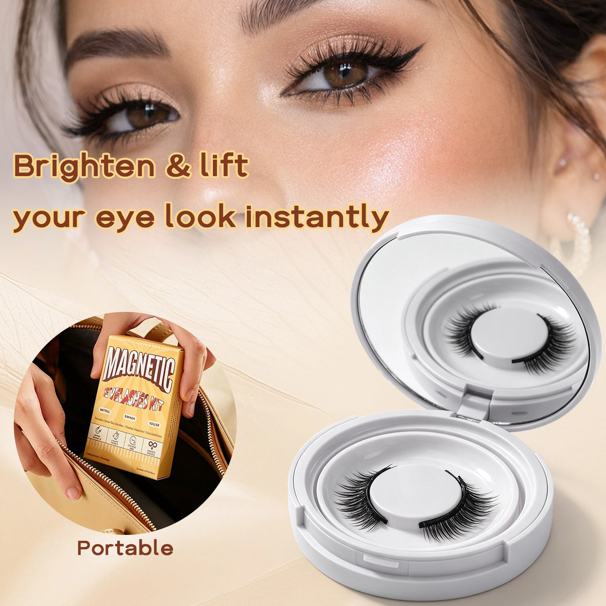 Reusable Magnetic False Eyelashes Kit with Applicator No Glue Needed Natural Look