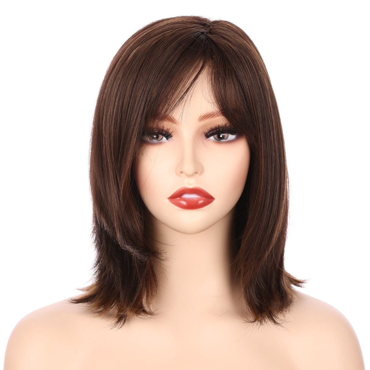 14-Inch Synthetic Short Bob Wig with Bangs for Cosplay & Events