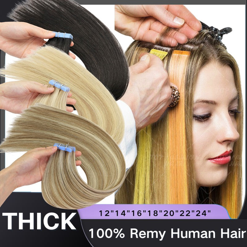 Traceless Tape-In Human Hair Extensions Full Head 150g - Remy Hair Weft
