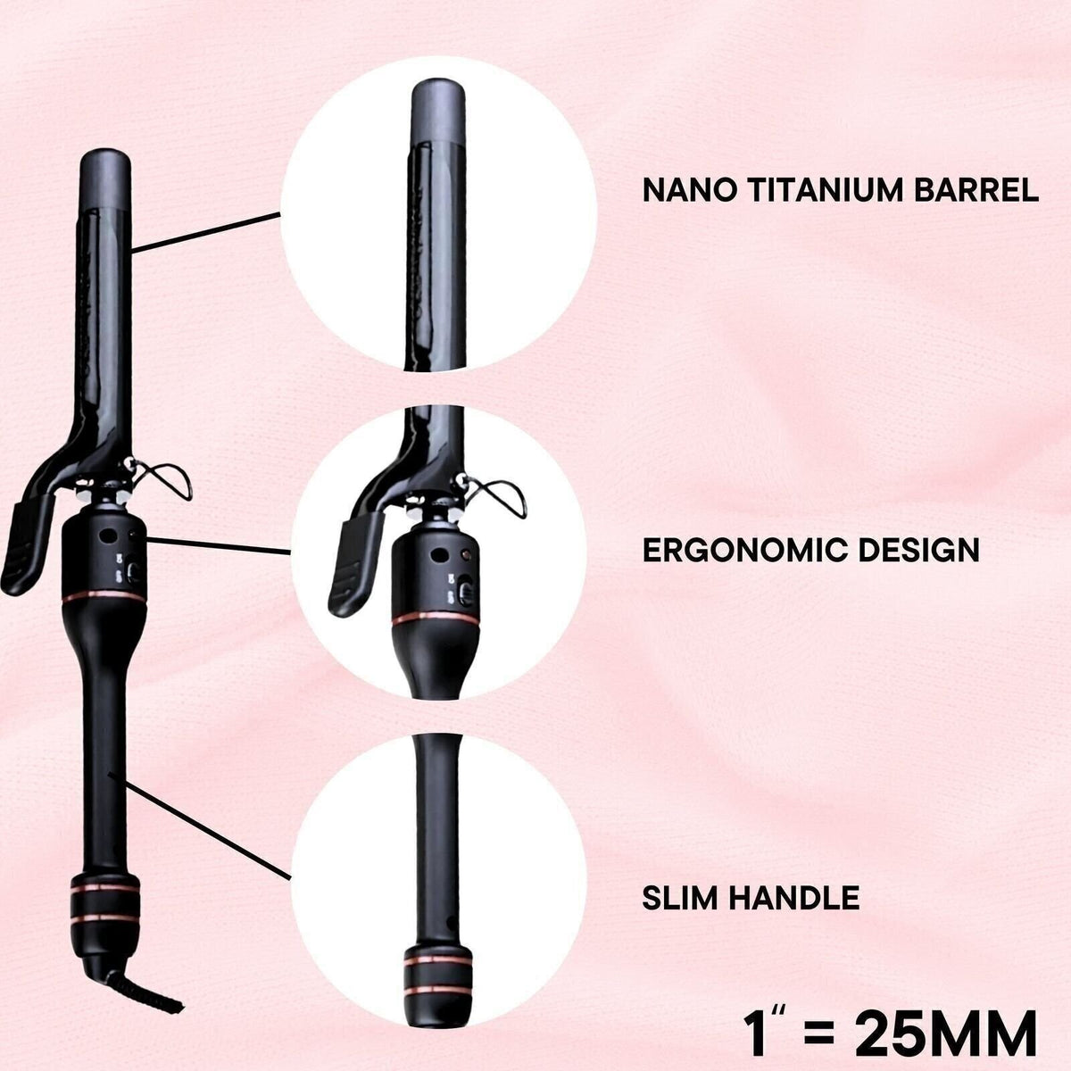 BaByliss Pro Nano Titanium Curling Iron Barrel Set 1" & 1¼" Black