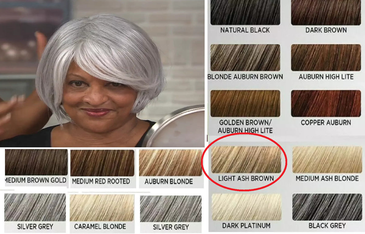Short Layered Bob Wig - Light Ash Brown Synthetic Hair, Heat-Friendly