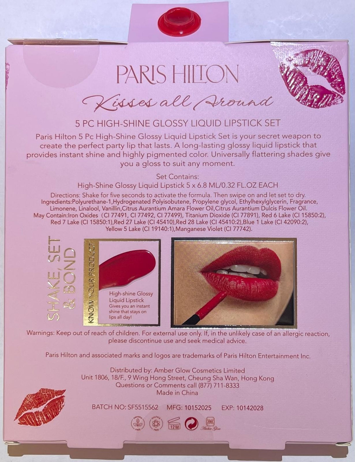 High-Shine Glossy Liquid Lipstick Set - 5 Shades for Perfect Party Lips