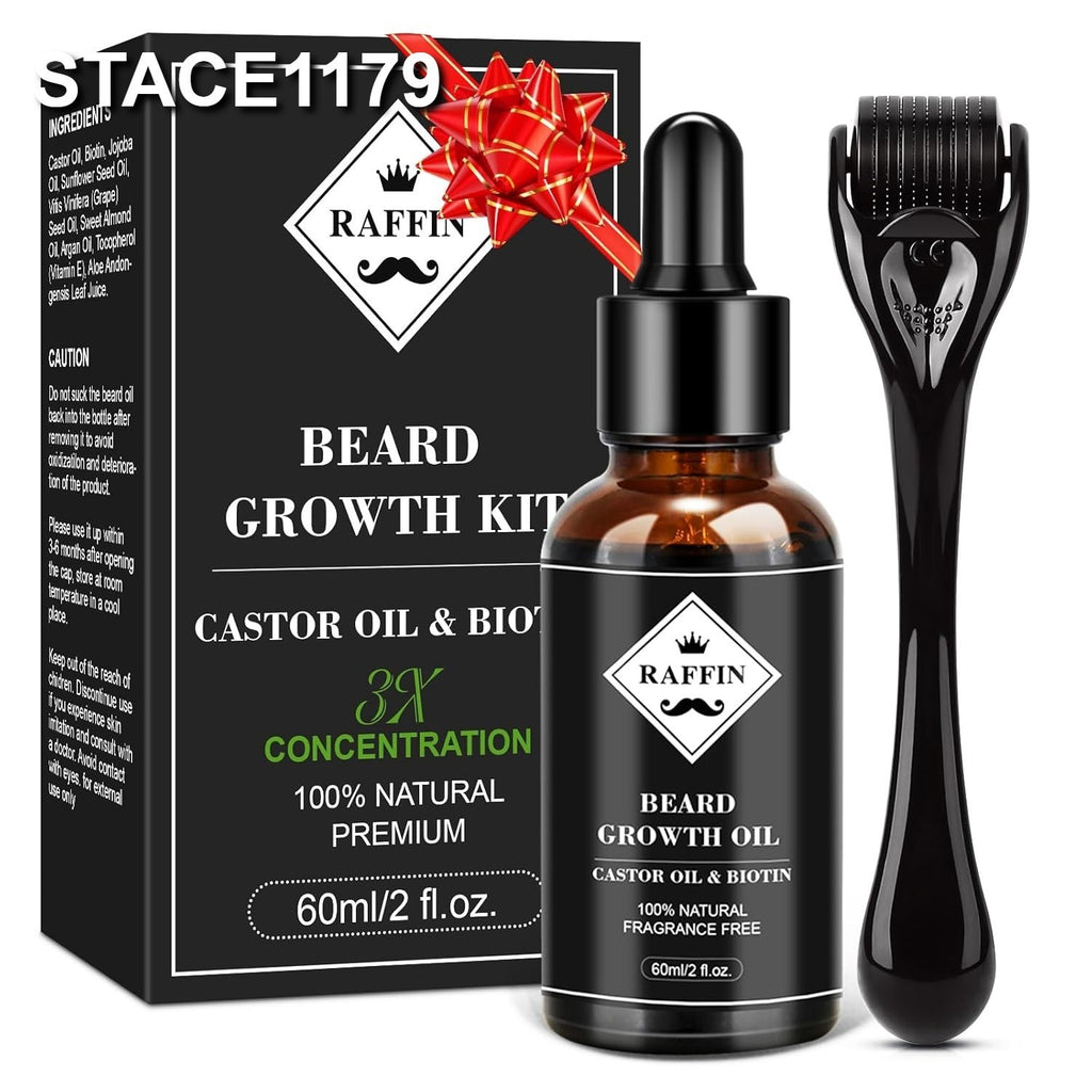 Premium Beard Growth Kit with Biotin Oil and Professional Massager