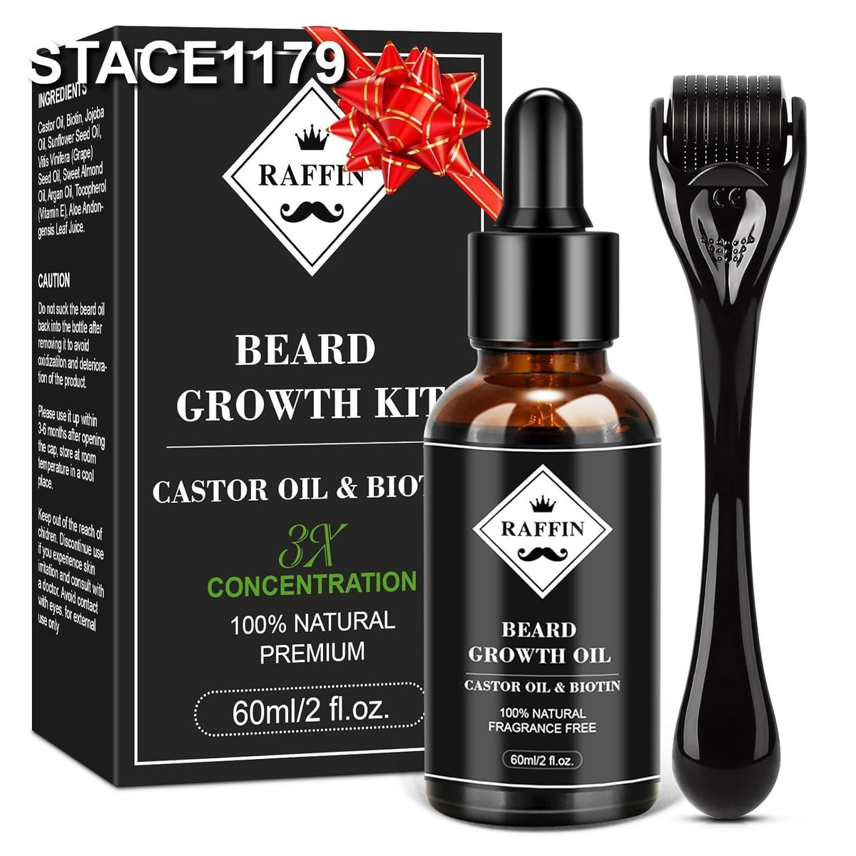 Premium Beard Growth Kit with Biotin Oil and Professional Massager