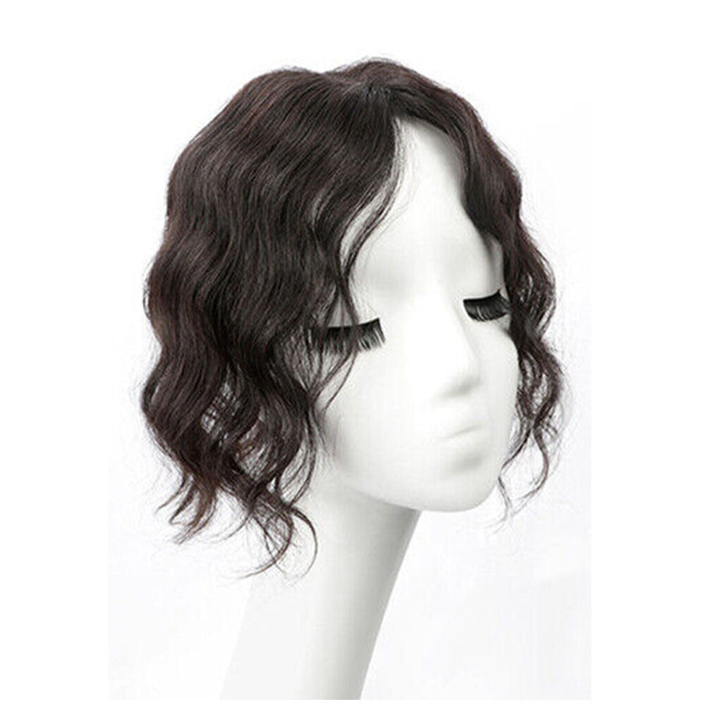 12-Inch Human Hair Topper Wiglet for Women - Remy Real Hair, Breathable Base, Style & Cover Hair Loss