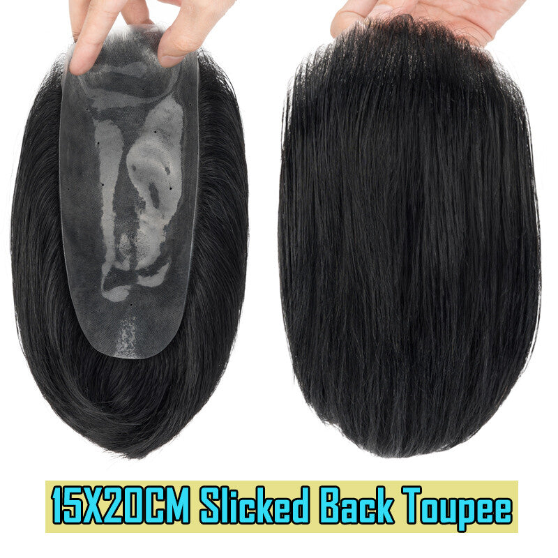 Thin PU Mens Toupee Hairpiece with Skin Base Short Buzz Cut & Tapes Options
