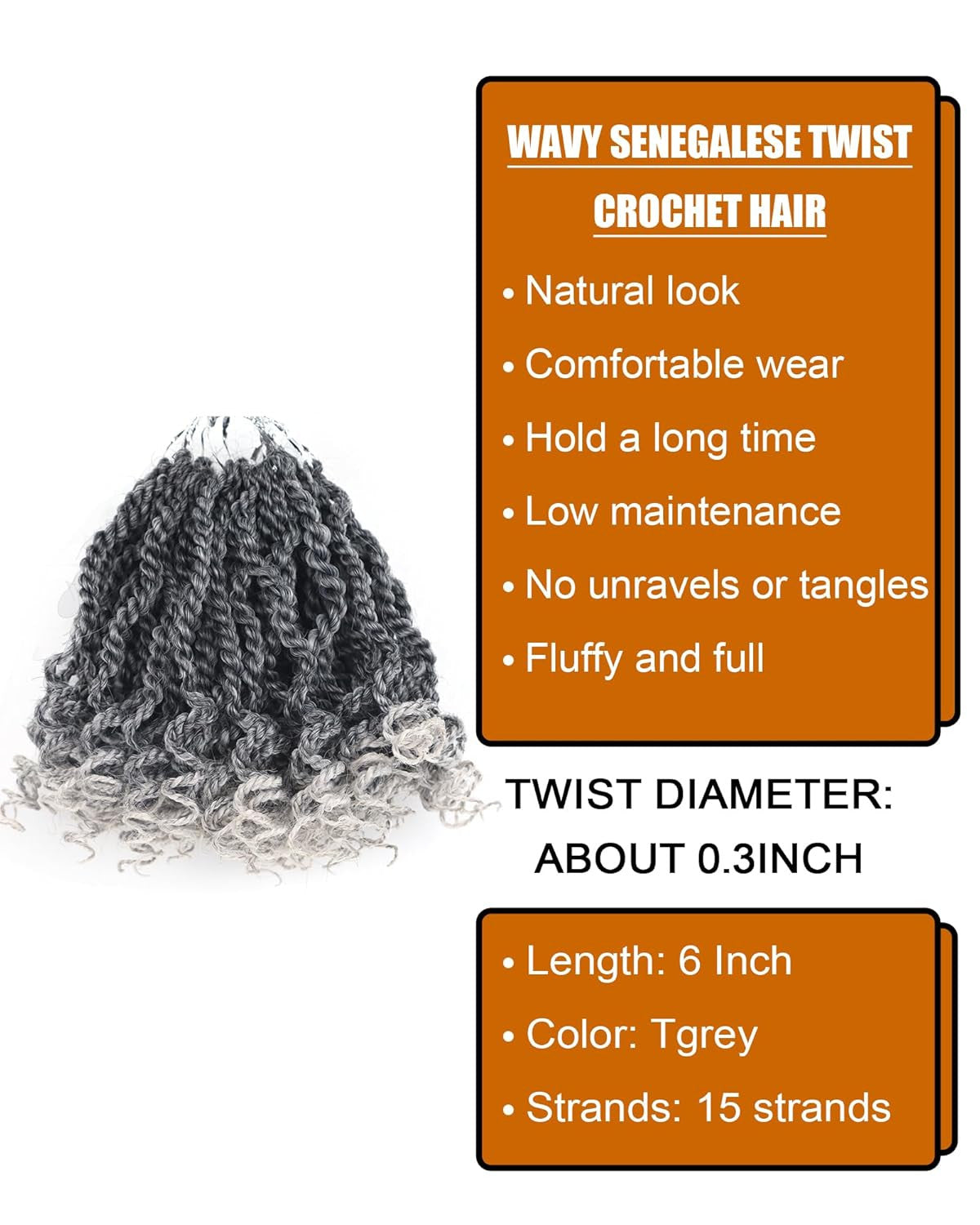 Pre Looped Senegalese Twist Crochet Hair 6 Inch for Black Women
